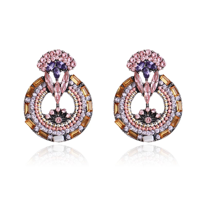 Blush Royale Crystal Earrings – Exquisite Pastel Statement Drops