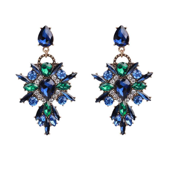 Royal Sapphire Glam Statement Earrings - Image 7