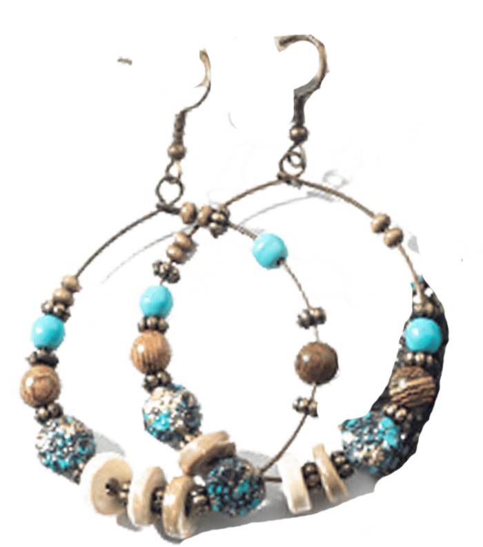 Boho Chic Beaded Hoop Earrings – Earthy Elegance with Turquoise Accents - Image 2