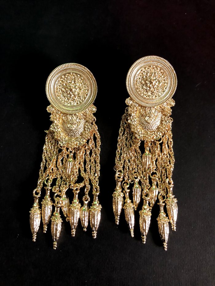 Regal Gold Cascade Chandbali Earrings – Timeless Royalty - Image 7