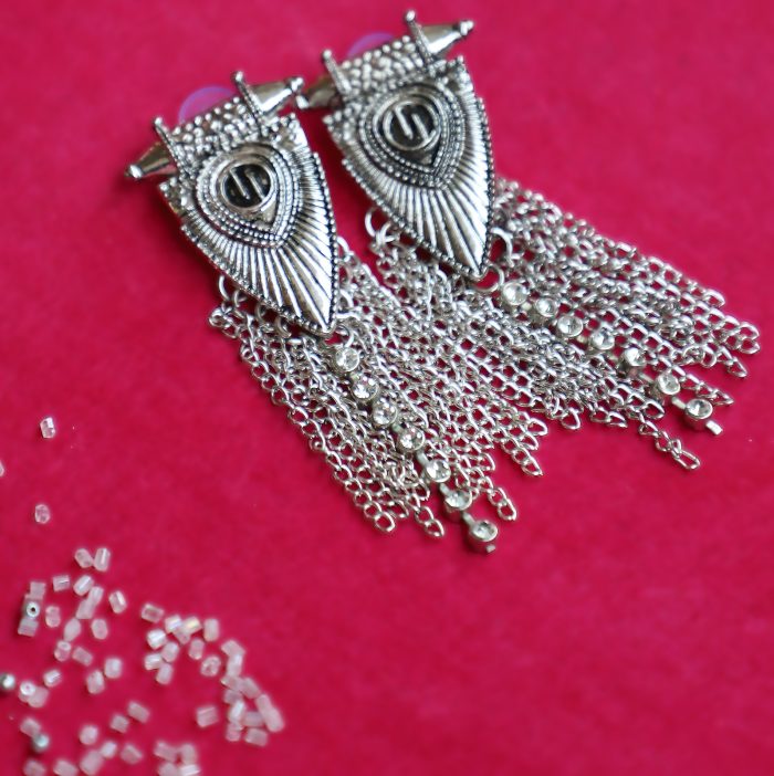 Ethereal Warrior Silver Oxidized Dangler Earrings - Image 3