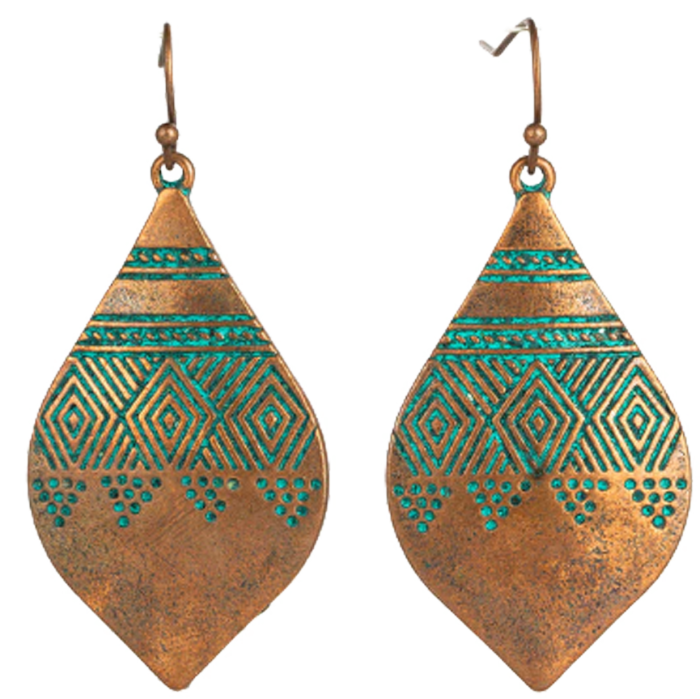 Rustic Tribal Teardrop Earrings – Handcrafted Antique Charm - Image 3