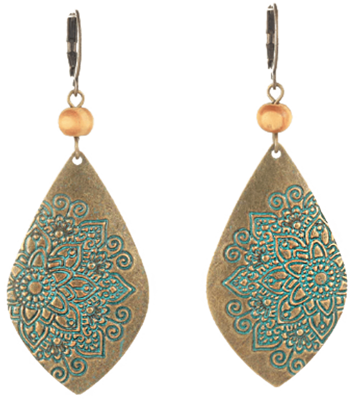 Handcrafted Mandala Art Drop Earrings – Boho Tribal Charm - Image 3