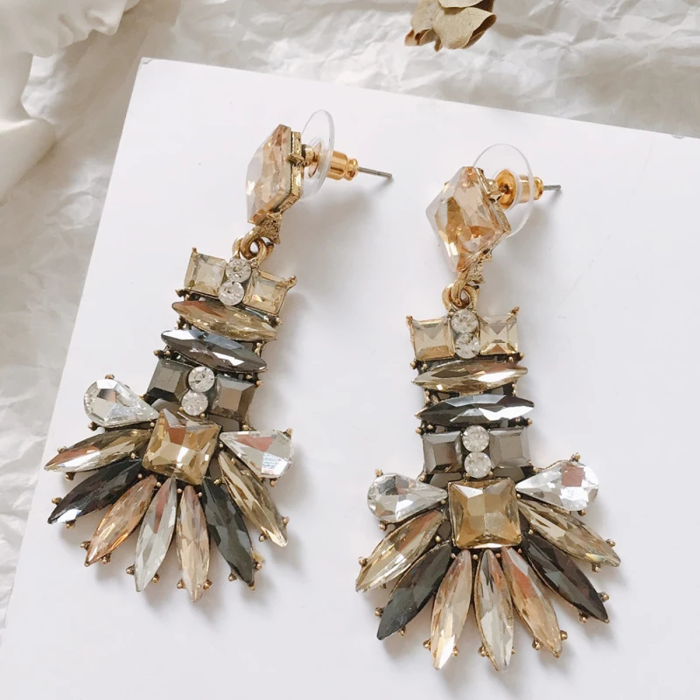 Golden Noir Luxe Crystal Drop Earrings