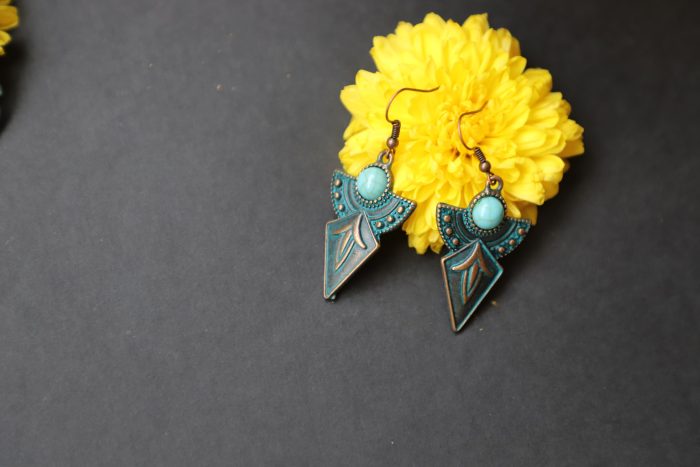 Boho-Chic Turquoise Dangle Earrings - Image 4