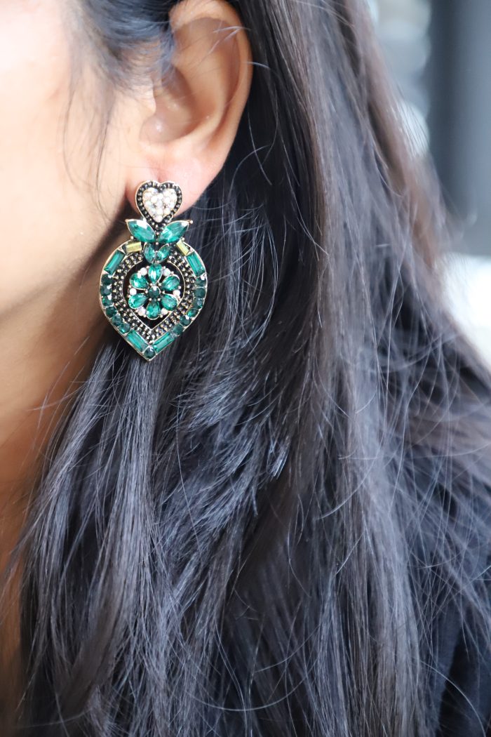 Emerald Enchantment Statement Earrings – Vintage Floral Luxury - Image 8