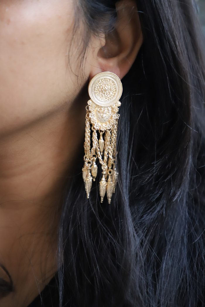 Regal Gold Cascade Chandbali Earrings – Timeless Royalty - Image 4