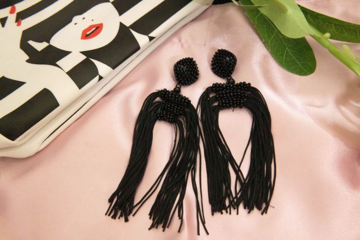 Midnight Luxe Black Beaded Fringe Earrings – Bold & Elegant