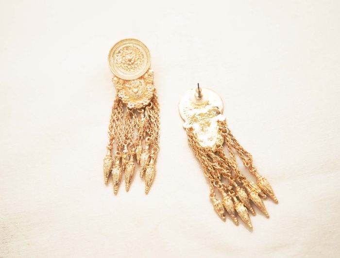 Regal Gold Cascade Chandbali Earrings – Timeless Royalty - Image 3