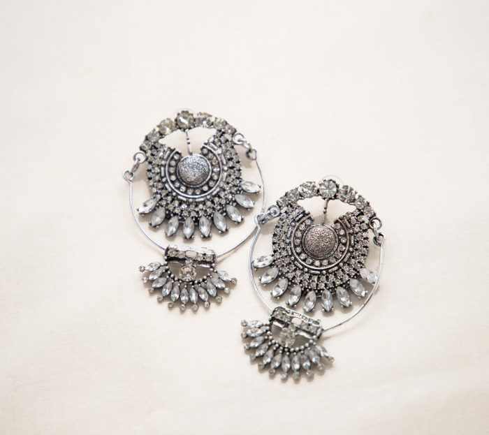 Silver Royale Statement Earrings – Dazzling Crystal Chandeliers