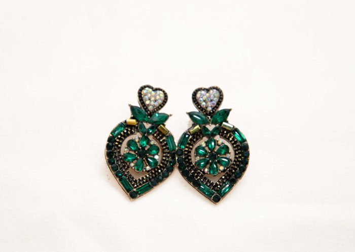 Emerald Enchantment Statement Earrings – Vintage Floral Luxury - Image 4