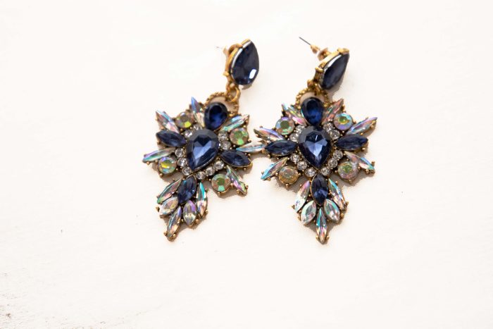 Royal Sapphire Glam Statement Earrings - Image 5