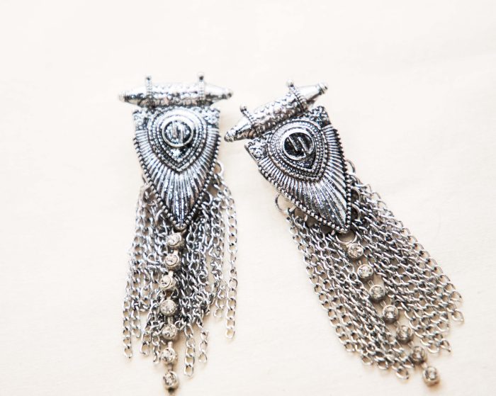 Ethereal Warrior Silver Oxidized Dangler Earrings - Image 2