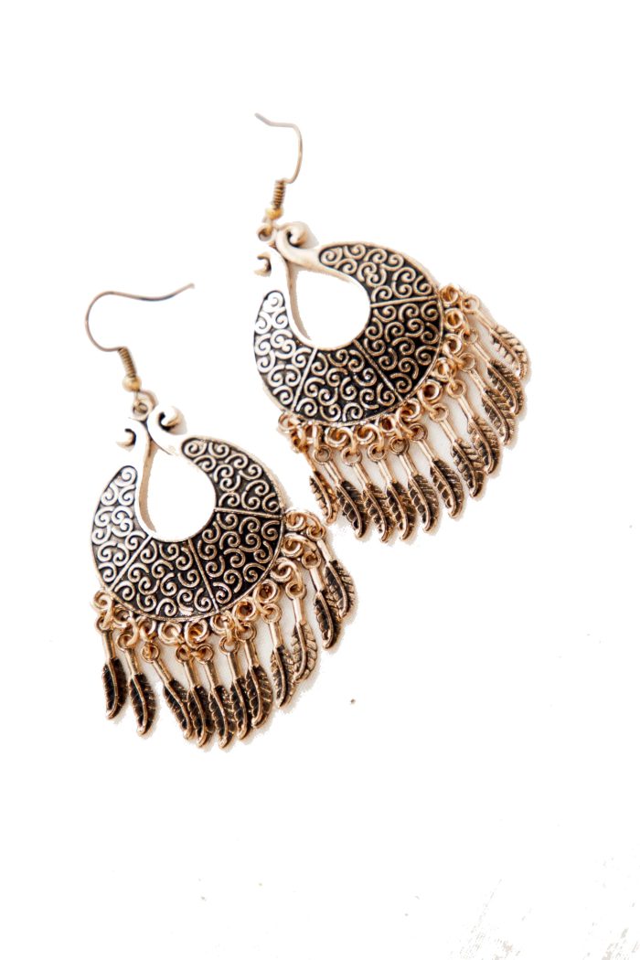 Boho Dreamcatcher Dangle Earrings – Ethnic Swirl & Feather Charm