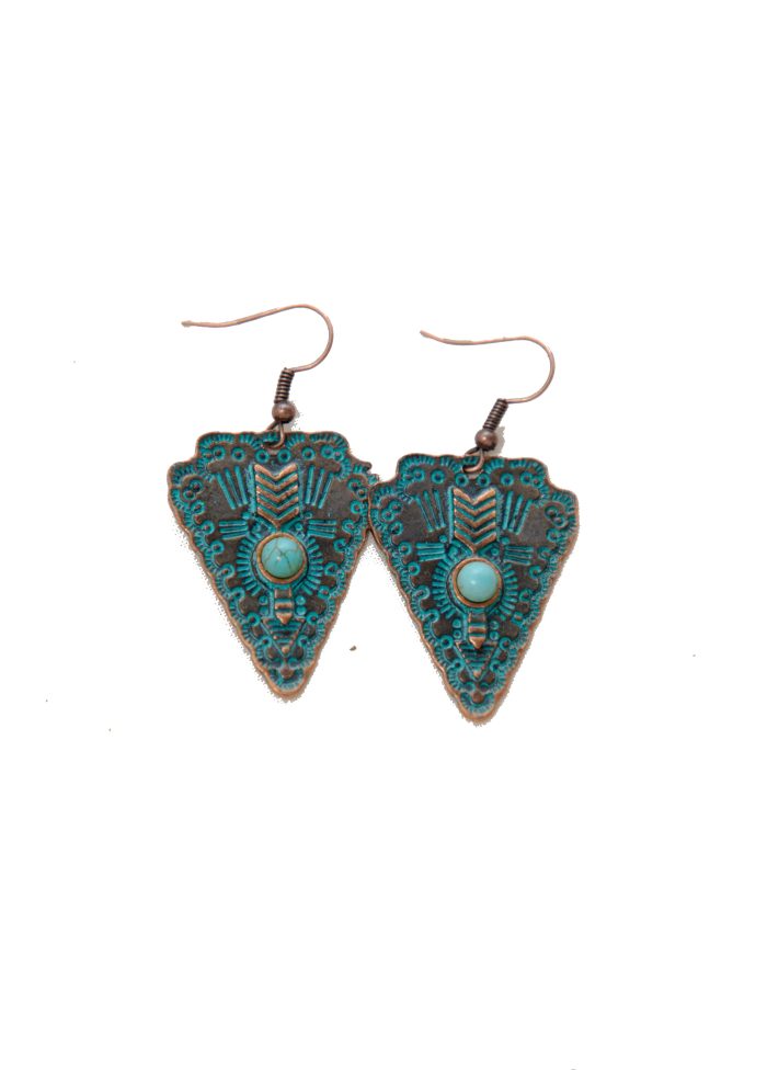 Boho Turquoise Tribal Arrowhead Earrings – Vintage Chic Statement