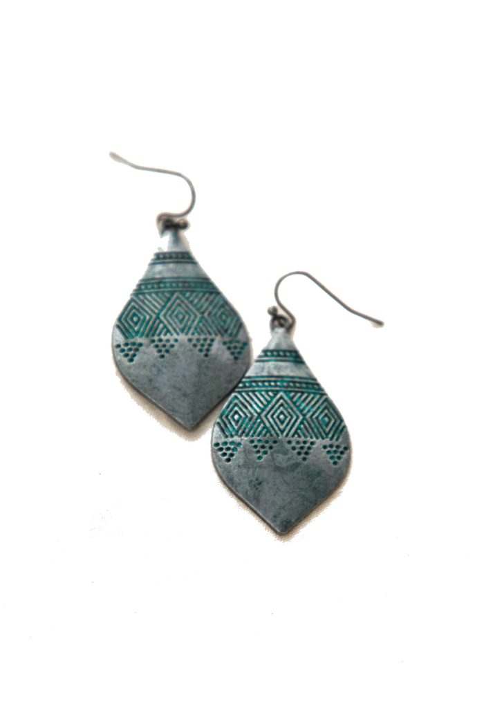 Rustic Tribal Teardrop Earrings – Handcrafted Antique Charm