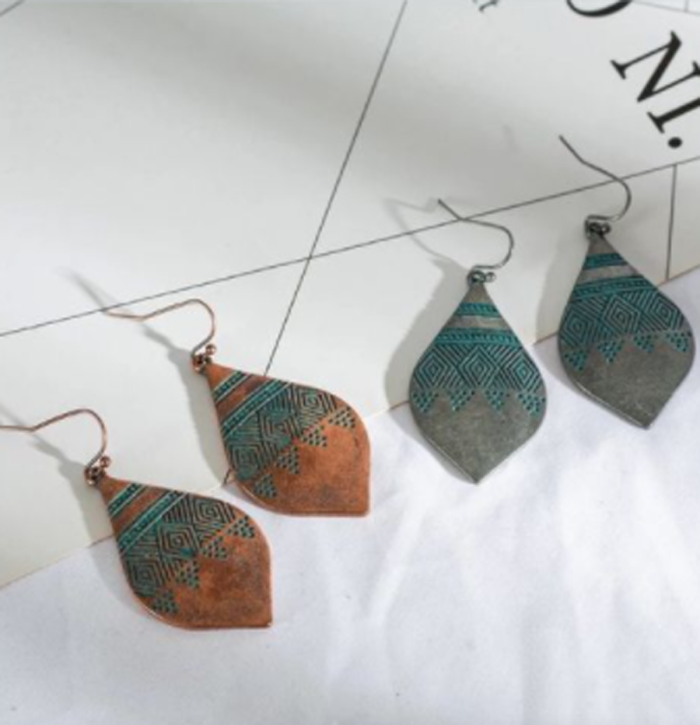 Rustic Tribal Teardrop Earrings – Handcrafted Antique Charm - Image 4