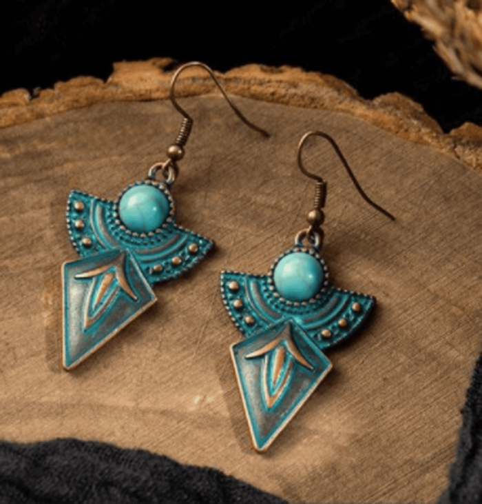 Boho-Chic Turquoise Dangle Earrings - Image 3