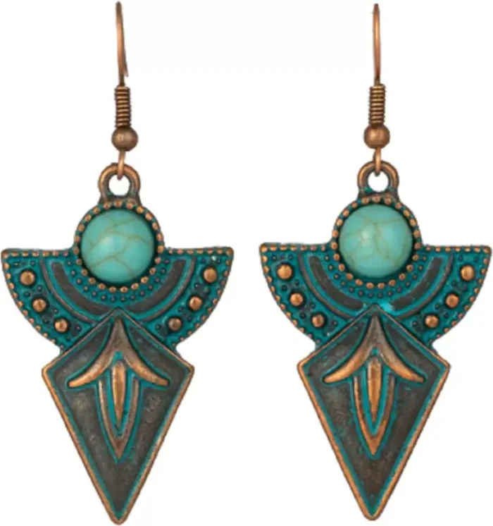 Indiho Collection Metal alloy Drop Earring 106 Green Metal Drops & Danglers