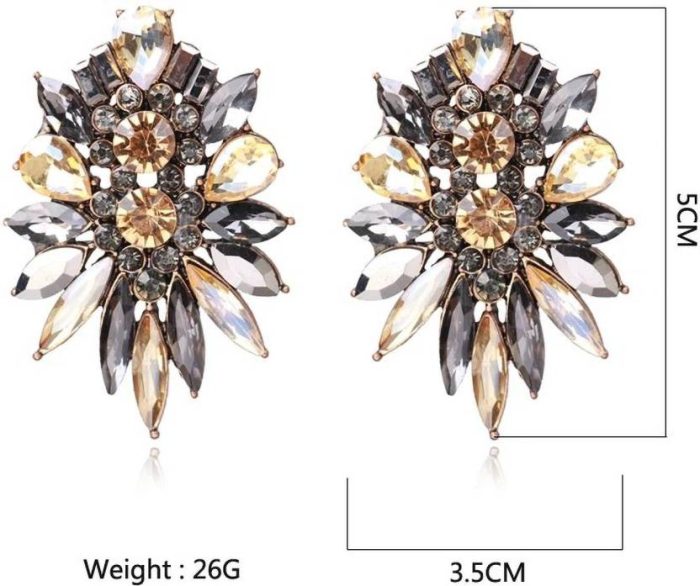 Women's Ethnic Glitter Glam Earring cyrstal Champagne No-203 Metal Drops & Danglers - Image 3