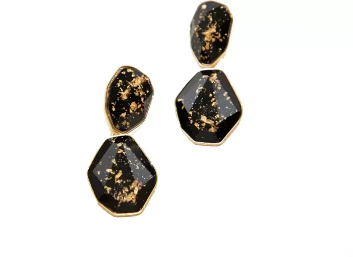 Women's Ethnic Glitter Glam Earring cyrstal Black & Gold No-204 Metal Drops & Danglers