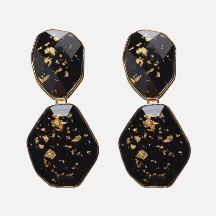 Women's Ethnic Glitter Glam Earring cyrstal Black & Gold No-204 Metal Drops & Danglers - Image 3