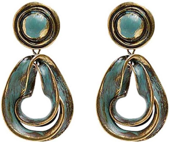 Women's Ethnic Glitter Glam Earring cyrstal Copper Green No-206 Metal Drops & Danglers