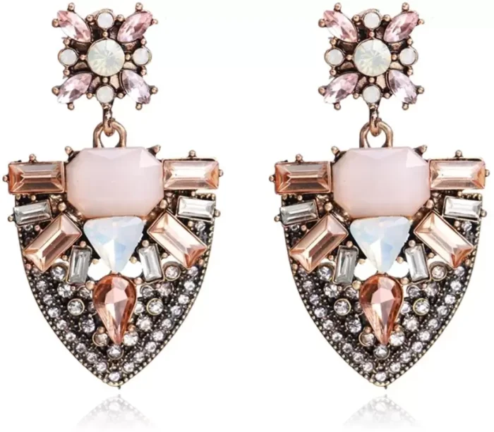 Women's Ethnic Glitter Glam Earring cyrstal Pink No-207 Metal Drops & Danglers