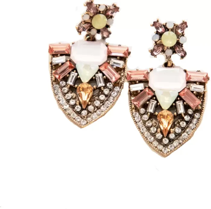 Women's Ethnic Glitter Glam Earring cyrstal Pink No-207 Metal Drops & Danglers - Image 3