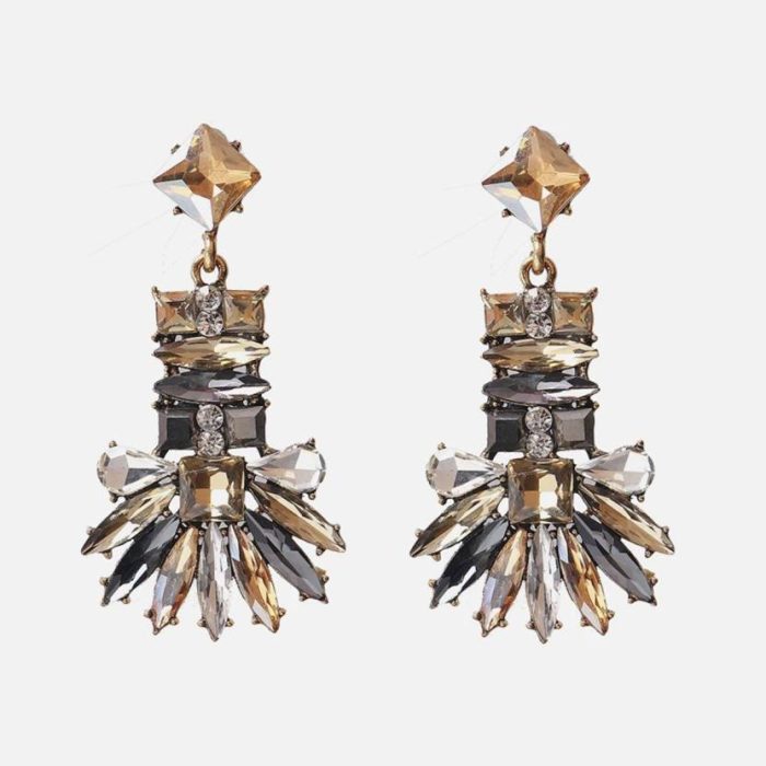 Women's Ethnic Glitter Glam Earring cyrstal Champagne No-210 Metal Drops & Danglers