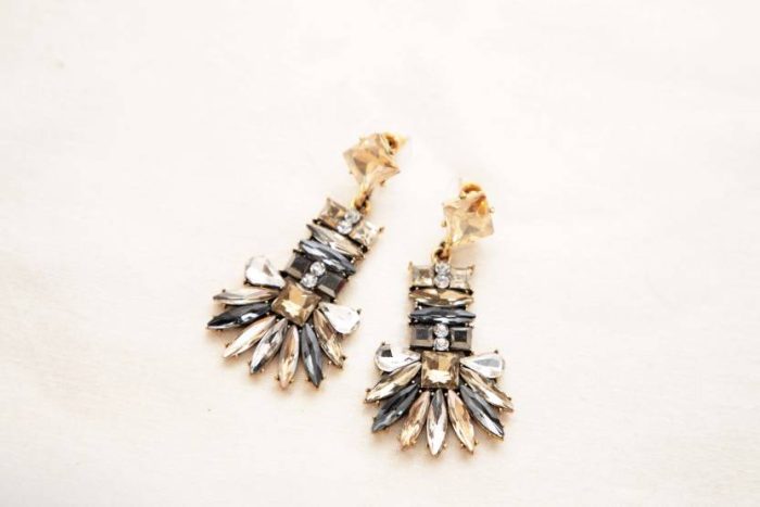 Women's Ethnic Glitter Glam Earring cyrstal Champagne No-210 Metal Drops & Danglers - Image 2