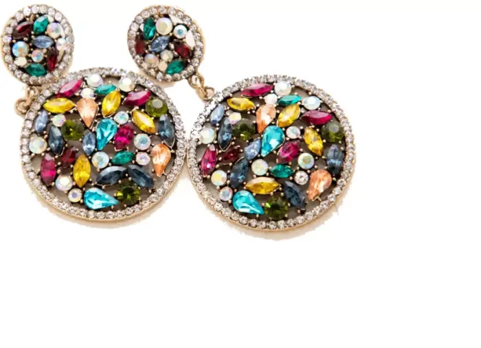 Women's Ethnic Glitter Glam Earring cyrstal Champagne , Multi No-212 Metal Drops & Danglers - Image 5