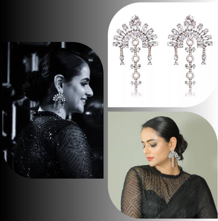 Women's Ethnic Glitter Glam Earring cyrstal Silver No-220 Metal Drops & Danglers - Image 4