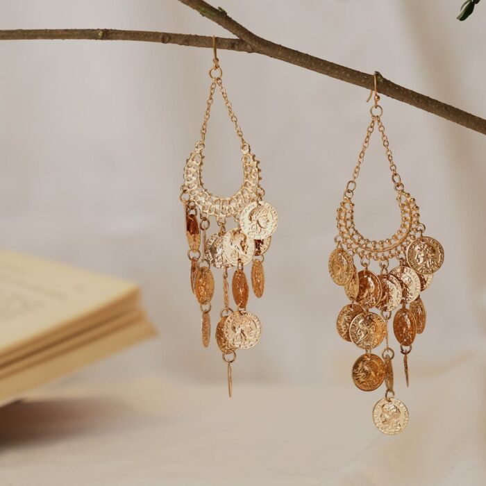 Golden Goddess: Boho Coin Dangle Earrings - Image 2