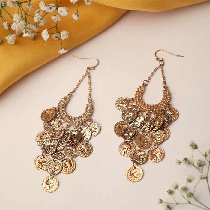 Golden Goddess: Boho Coin Dangle Earrings - Image 4